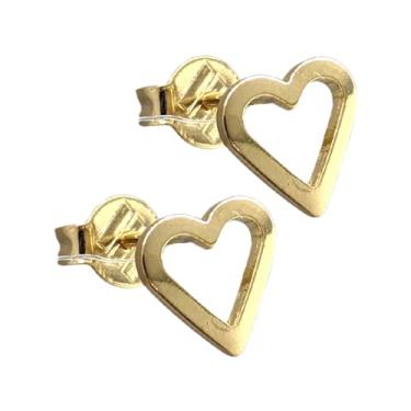 Imagem de Brinco Feminino Folheado a Ouro Solitário Coração - Semijoia Fina