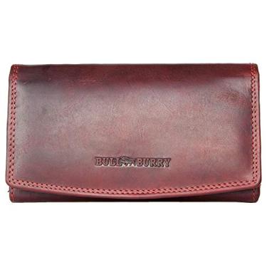 Imagem de Carteira de couro vermelha escura com RFID espaçosa Bull Burry feita de couro bovino forte e genuíno, Marrom-vermelho, One Size, Vermelho vintage dupla face