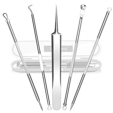 Imagem de Ferramenta de remoção de espinhas de cravo, extractor de cravos Terresa, 8 peças, kit de remoção de acne de extrator de comedone para manchas, estouros de cabeça branca, remoção de zit para o rosto do nariz, com caixa portátil