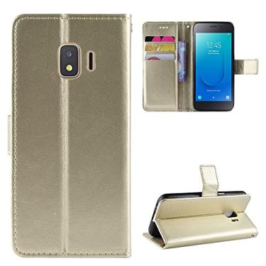 Imagem de Capa flip para Samsung Galaxy J2 Core capa carteira de celular, suporte de couro PU capa de slot para cartão design fino à prova de choque capa protetora de telefone (cor: dourado)