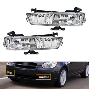 Imagem de JESYMBX 1 par de lanterna de cabeça esquerda e direita (motorista e passageiro) DRL lâmpada de nevoeiro para-choque dianteiro lâmpada de neblina compatível com Hyundai Accent 2006-2010 92201-1E000 92202-1E000