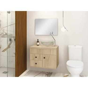 Imagem de Astral Design, Kit Para Banheiro Luna 60 Suspenso MDF com Espelho e Cuba Vidro Cor:Nature