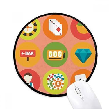 Imagem de DIYthinker Tapete de mouse com ilustração de elementos de desenho animado de cassino desktop escritório tapete redondo para computador