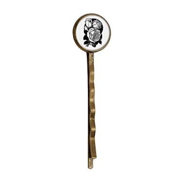 Imagem de Sketch Rose Flower Plant Pattern Retro Metal Hair Bobby Pin Headwear