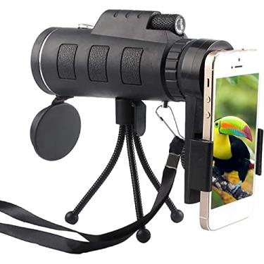 Imagem de Telescópio monocular, monocular 40x60 BAK4 à prova d'água de alto desempenho com pouca luz monocular, poderoso telescópio para smartphone com suporte para smartphone e ajustável