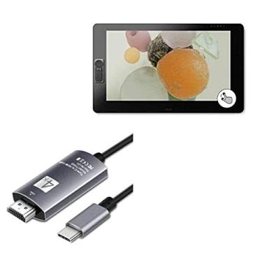 Imagem de Cabo BoxWave compatível com Wacom Cintiq Pro 32 (DTH-3220) (Cabo da BoxWave) - Cabo SmartDisplay - USB Tipo-C para HDMI (1,8 m), Cabo USB C/HDMI para Wacom Cintiq Pro 32 (DTH-3220) - Preto intenso