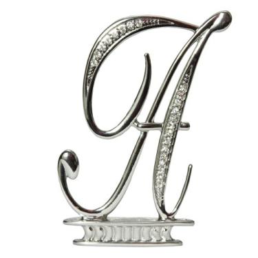 Imagem de Ivy Lane Design Topo de bolo de cristal com monograma letra A, prata, 7,6 cm