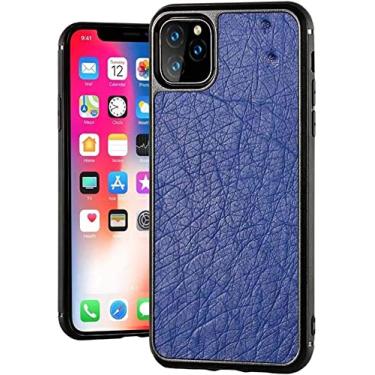 Imagem de DYIZU Capa de telefone de pele de avestruz de luxo, capa para Apple iPhone 11 Pro 5,8 polegadas capa de telefone à prova de choque tudo incluído, forro macio (cor: azul)
