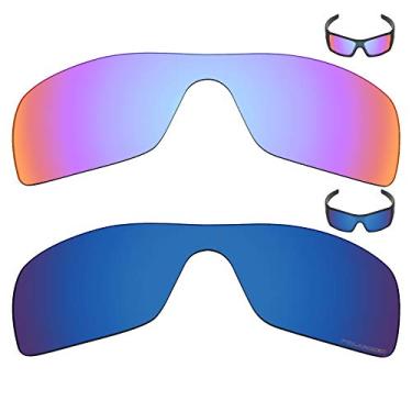 Imagem de Mryok+ 2 pares de lentes polarizadas de substituição para óculos de sol Oakley Batwolf – Rosa cobalto/azul pacífico