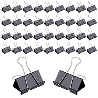 Imagem de 144 peças de clipes de fichário de 2,5 cm, grampos de papel médios para materiais escolares e de casa, grampo de documentos grande, clipes de arquivo, clipes de pasta metálicos largos, - preto