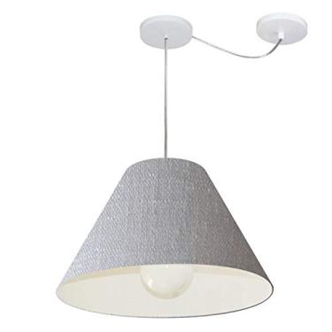 Imagem de Lustre Pendente com Desvio de Centro Cúpula Tecido 25/15x40 cm, Vivare Iluminação, Pendente4272 CZ, Cinza, Médio