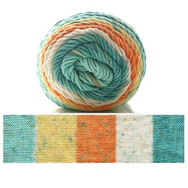 Imagem de Cicilin 4 peças de fio de crochê de 100 g, fio de mistura de algodão confortável, fio de tricô multicolorido, fio de tricô à mão, fio de crochê (cor 37)