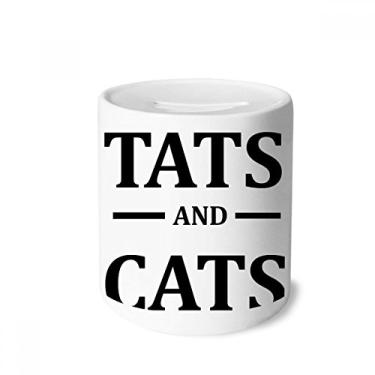 Imagem de DIYthinker Porta-moedas de cerâmica com estampa de tatuagens de desenho animado, caixa de dinheiro para presente de cofrinho