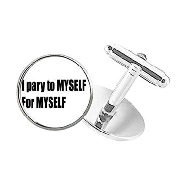 Imagem de DIYthinker Abotoaduras Pray to Myself for Myself com fecho de botão redondo