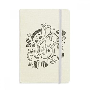 Imagem de Caderno com listras horizontais, notas musicais, rosa, capa rígida, diário clássico