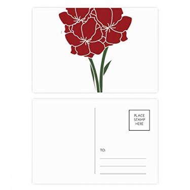 Imagem de Conjunto de cartão postal de aniversário com estampa de flor de cravos Folhas