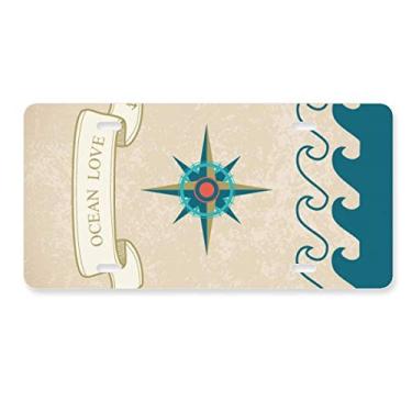 Imagem de DIYthinker Placa de licença com estampa de bússola marinha amor oceano placa de carro decoração aço inoxidável