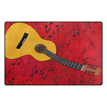 Imagem de Top Carpenter Tapete de área para guitarra, música no capacho vermelho para entrada de piso de madeira, sala de estar, quarto 7,7 x 1,8 m (78,7 x 50,8 cm)