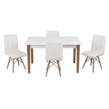 Imagem de Conjunto Mesa De Jantar Luiza 135cm Branca Com 4 Cadeiras Gomos - Bran