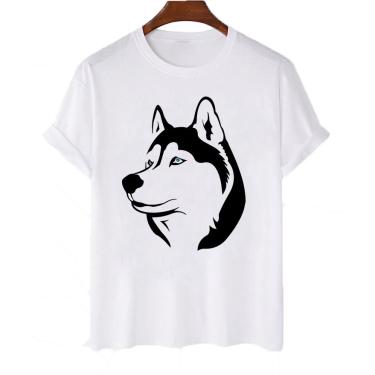 Imagem de Camiseta feminina algodao Cachorro Husky Siberiano Desenho