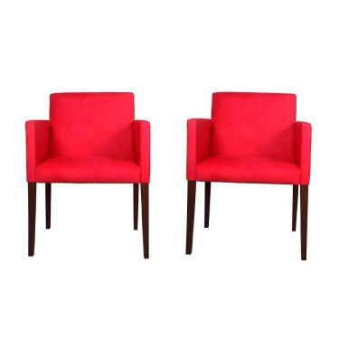 Imagem de Kit 2 Poltronas Nina Executiva Em Tecido Sintético - Vermelho - Cor: Vermelho