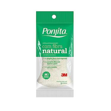 Imagem de Ponjita, 3M, Esponja Para Banho, Dupla Face Com Fibra Natural - 1 Unidade, Branca