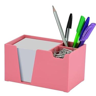 Imagem de Acrimet Organizador de Mesa Porta Lápis, Clips e Lembretes, com Papel Branco Incluso, Cor Rosa Sólido 954.RO