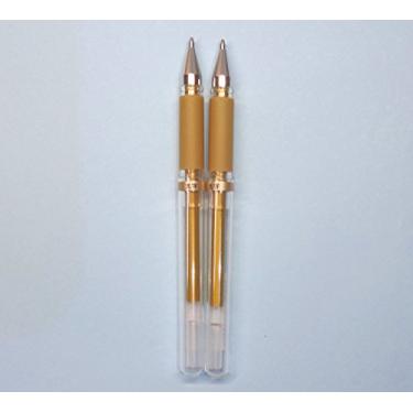 Imagem de Uni-ball Signo Broad UM-153 Gel Ink Pen, Gold Ink, 2 pens per Pack (japan import) [Komainu-Dou Original Package]