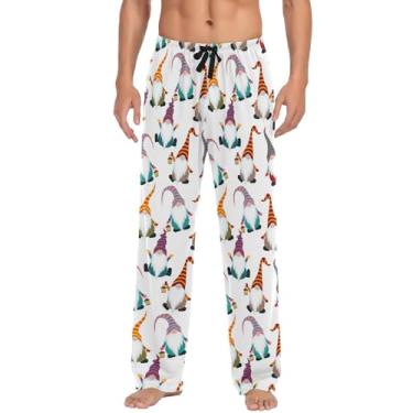 Imagem de JUNZAN Cartão de Natal engraçado gnomo da sorte escandinavo calças de pijama de Natal masculinas calças de pijama masculinas com bolsos joggers P, Cartão de Natal engraçado gnomo da sorte escandinavo,