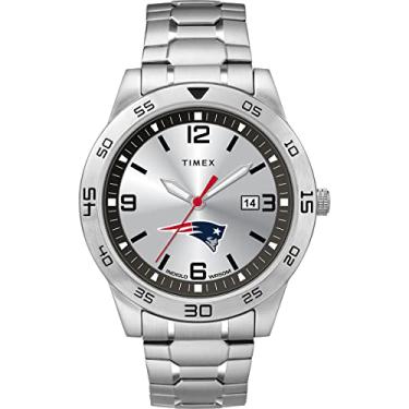 Imagem de Timex Tribute Relógio masculino Citation de quartzo de 42 mm com pulseira de aço inoxidável, New England Patriots, One Size, Relógio de quartzo