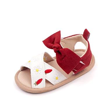 Imagem de Sandálias infantis bebê menino menina bordado floral sapatos de praia criança rabanete bonito primeiro caminhada sapatos crianças laço confortável tênis confortável, Rd2, 9-12 Meses
