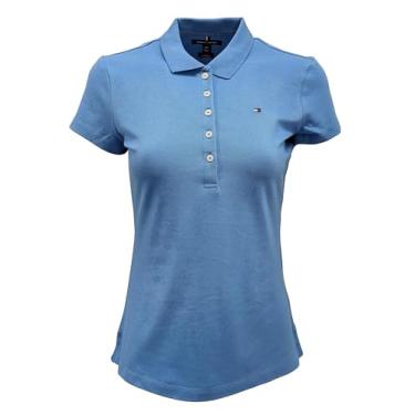 Imagem de Tommy Hilfiger Camisa polo feminina slim fit, Azul (True Blue), XG