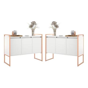Imagem de Buffet Industrial 3 Portas Branco Cobre Conjunto 2 Unidades