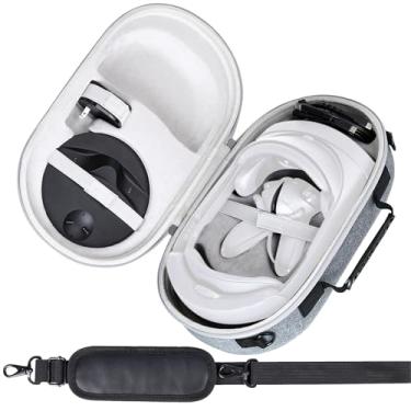 Imagem de Aenllosi Estojo rígido compatível com o fone de ouvido Meta/Oculus Quest 3/Pro VR, controle de toque, base de carregamento e outros acessórios (cinza, somente capa)