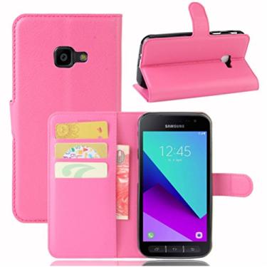 Imagem de Capa carteira para Samsung Galaxy Xcover 4/G390F, capa carteira flip de couro PU premium com compartimento para cartão, suporte e fecho magnético [capa interior à prova de choque de TPU] Compatível