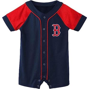 Imagem de Outerstuff Macacão unissex MLB para bebês recém-nascidos e bebês 0-24 meses Little Slugger Body Body (Boston Red Sox, 0/3 meses)
