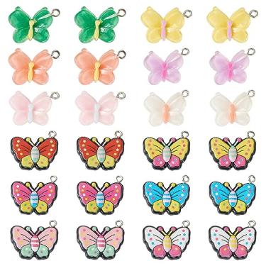 Imagem de FASHEWELRY Amuletos de asa de borboleta pingentes de resina de asa colorida pingentes transparentes de asa de libélula com folha dourada para brincos, joias, artesanato faça você mesmo, Resina, Sem
