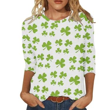 Imagem de Camiseta feminina de São Patrício Shamrock Lucky camisetas túnica verde festival irlandês, Azul escuro, 3G