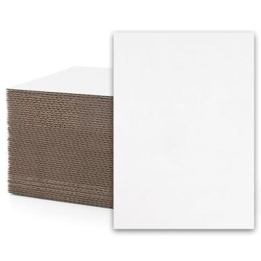 Imagem de Mat Board Center, pacote com 50 folhas de papelão ondulado 5x7, 0,6 cm de espessura, inserções planas de papelão para correspondência, embalagem e envio, suporte de papelão, cartão de artesanato (branco de um lado)