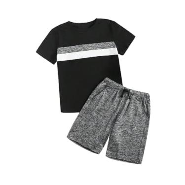 Imagem de SOLY HUX Conjunto de 2 peças de camisetas casuais coloridas com shorts combinando, Preto e branco, 14 Anos