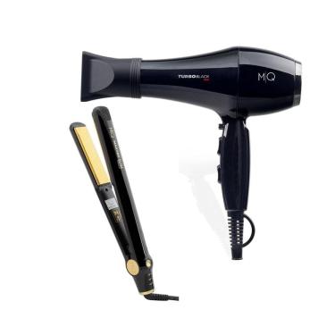 Imagem de Kit Mq - Secador Cabelo Mq Turbo Black 2500W 220V + Chapinha Prancha Mq Max480 Slim Titanium Black