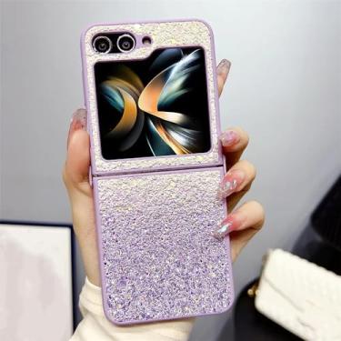 Imagem de Capa de telefone brilhante gradiente de cor dupla para Samsung Galaxy Zflip 4 Flip3 Z Flip5 Z Flip 5 4 Capa macia com revestimento amortecedor, roxa, para Samsung Zflip 4