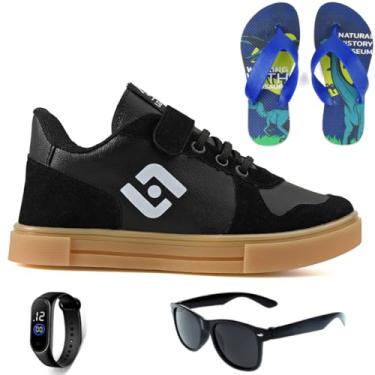 Imagem de Tenis Infantil Casual Sapatenis Meninos Meninas Street Calce Facil + Chinelo Oculos Relogio