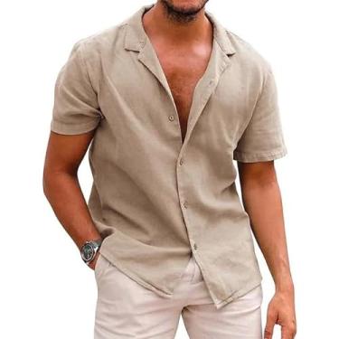 Imagem de Camisetas masculinas de manga curta outono inverno gola tartaruga recorte ilhós cardigã simples camisas masculinas 2024 Y2K, Y-884 cáqui, P