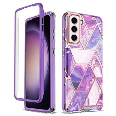 Imagem de Asuwish Capa de celular para Samsung Galaxy S24 Plus S24+ 5G capa de celular híbrida luxuosa linda mármore à prova de choque corpo inteiro resistente acessórios finos S24plus 24S + S 24 24+ mulheres