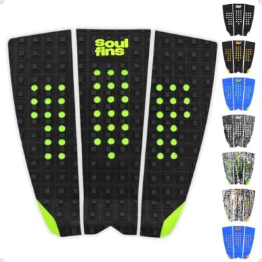 Imagem de Deck para Prancha de Surf Modelo Camo Steps II - Tração Máxima com Design Perfurado - Grip 3 Peças Leve e Cola Especial - Soul Fins (Preto/Verde)