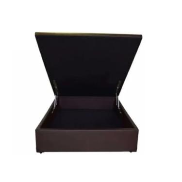 Imagem de Cama Box baú Casal com 48cm de altura - Reforçado/Blindado. Corino Marrom