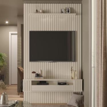 Imagem de VIA NOSSA - Painel Ripado para Tv Até 60 Polegadas Intense com Nicho 135cm Cor:off White
