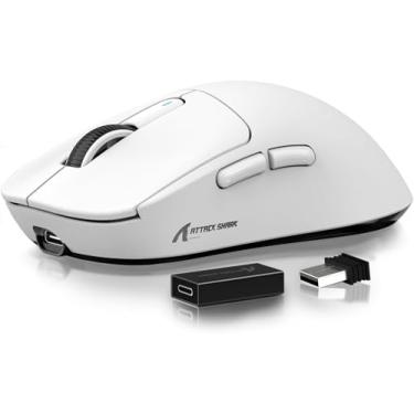 Imagem de MANBASNAKE Mouse Attack Shark X3 Pro 4K/8K Hz, mouse para jogos Superlight BT/2.4G sem fio/com fio, sensor de jogos PixArt PAW3395, 26000 DPI, botões programáveis para Win11/Xbox/PS/Mac (branco)