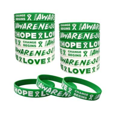 Imagem de TSYMINQC 50 pulseiras de silicone com fita verde, pulseiras de conscientização da saúde mental para simbolizar esperança, coragem, amor e apoio, middle, Silicone, Sem Pedra Preciosa